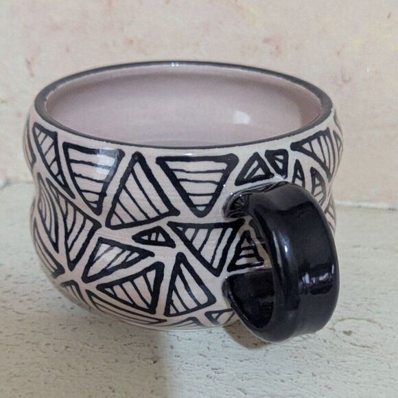Handmade Ceramic Mug By The Tatted Potter With Geometric Design – 10 Oz coffee - Picture 8 of 11